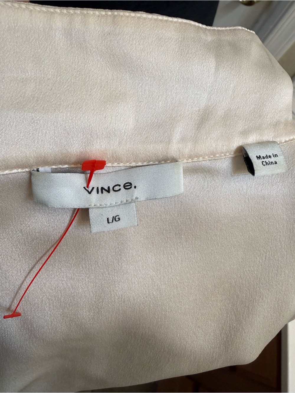 Vince Cream Satin Button-Front Blouse Size L - Picture 10 of 12